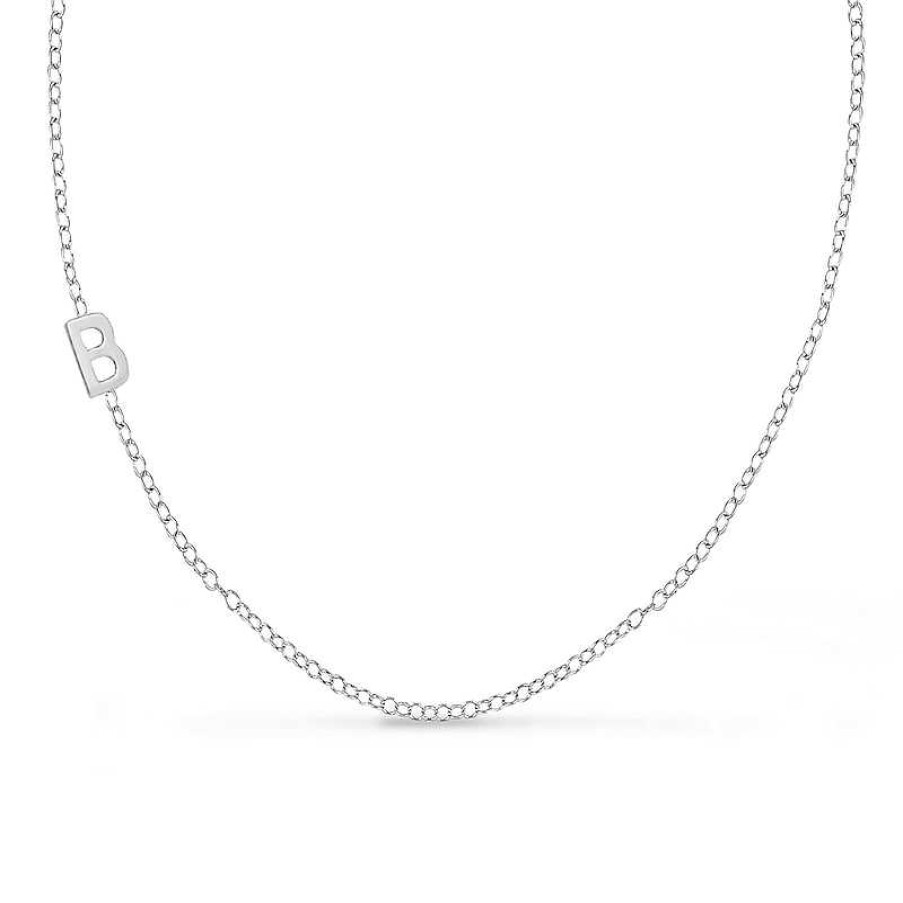 Banter Offset Uppercase Block Initial Necklace In Sterling Silver (1 Initial) Necklaces