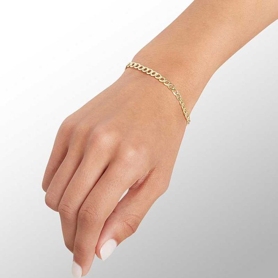 Banter 10K Hollow Gold Beveled Curb Chain Bracelet - 7.5" Bracelets