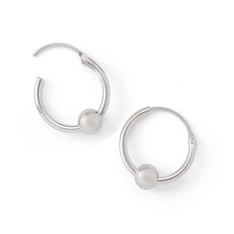 Banter Sterling Silver Hoop With Ball Earrings Earrings