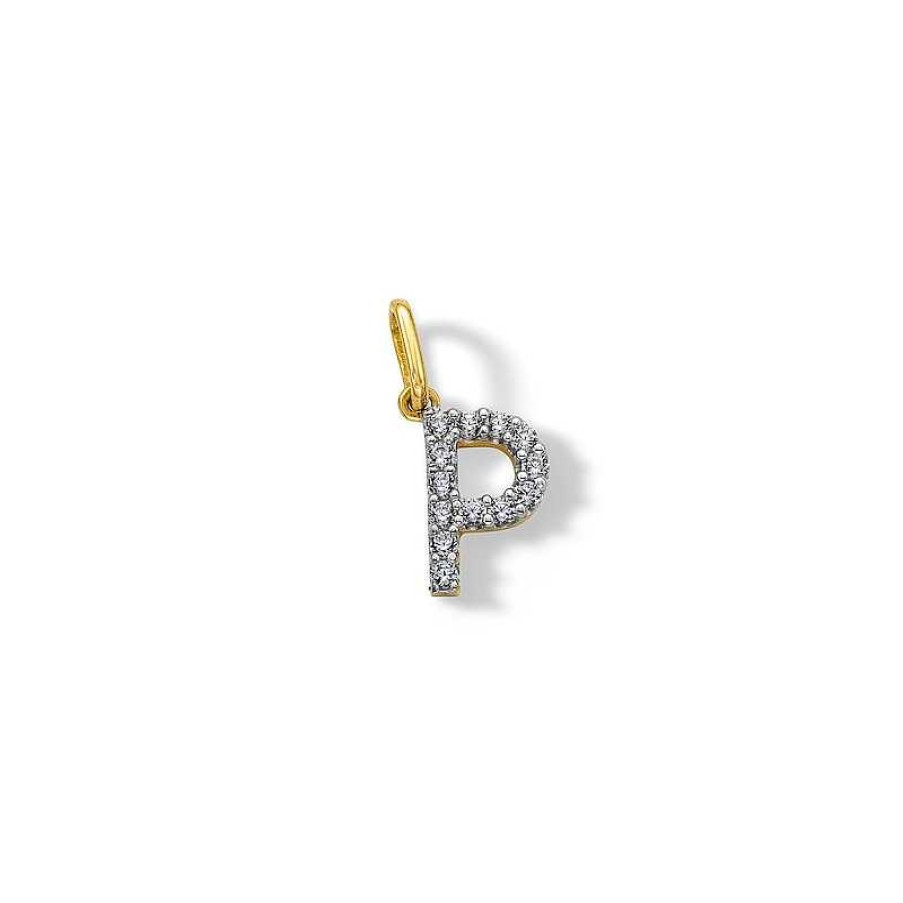 Banter 10K Solid Gold Cz P Initial Charm Charms