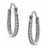 Banter Cubic Zirconia Oval Hoop Earrings In Sterling Silver Earrings