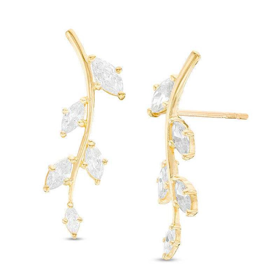 Banter Marquise Cubic Zirconia Leaf Crawler Earrings In 10K Gold Earrings