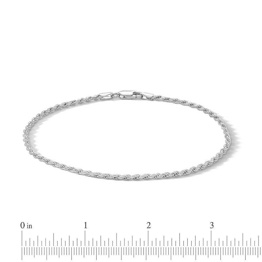 Banter Sterling Silver Rope Chain Anklet Made In Italy - 10" Bracelets