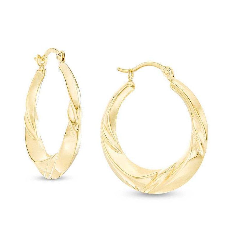 Banter 21 X 23Mm Twist Hoop Earrings In 10K Stamp Hollow Gold Earrings