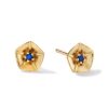 Banter 10K Solid Gold Lab-Created Sapphire Morning Glory Studs Earrings