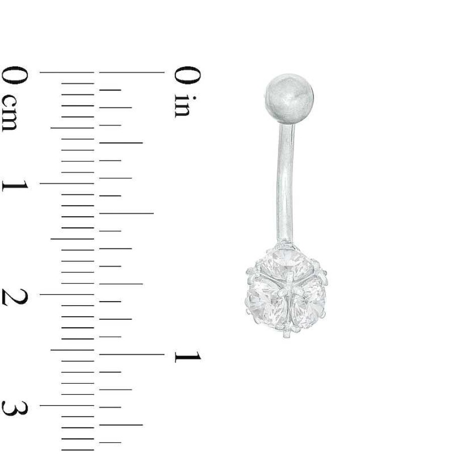 Banter 014 Gauge 4Mm Cubic Zirconia Spiked Ball Belly Button Ring In 14K White Gold Belly Button