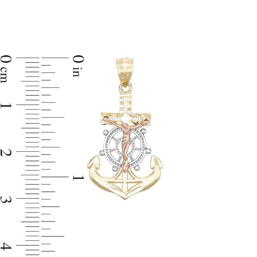 Banter Crucifix Anchor Tri-Tone Necklace Charm In 10K Gold Charms