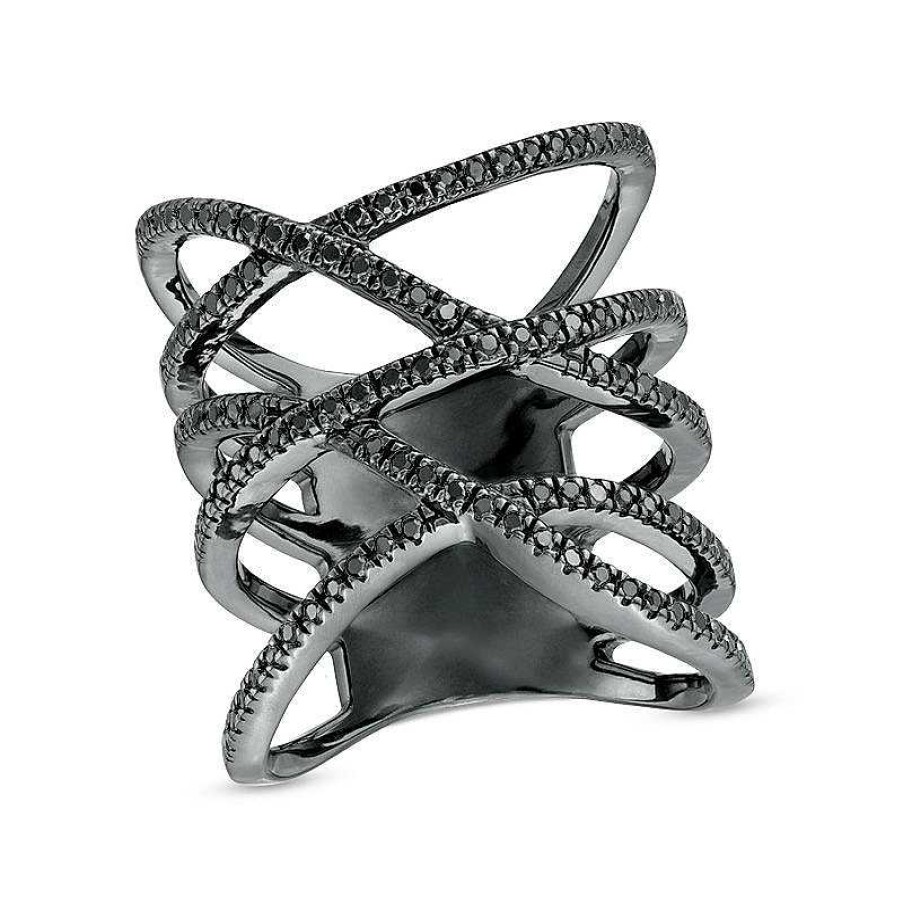 Banter 1/3 Ct. T.W. Black Diamond Orbit Ring In Sterling Silver With Black Rhodium Rings