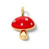 Banter 14K Gold Plate 1/20 Ct. T.W. Diamond Red Ceramic Mushroom Charm Charms