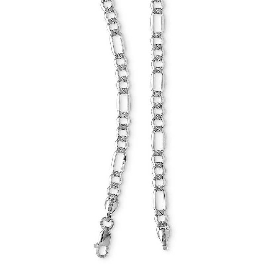 Banter 10K Hollow White Gold Beveled Figaro Chain - 20" Necklaces