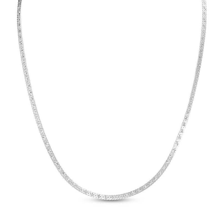 Banter Made In Italy 3Mm Diamond-Cut Flat Herringbone Chain Necklace In Solid Sterling Silver - 18" Necklaces