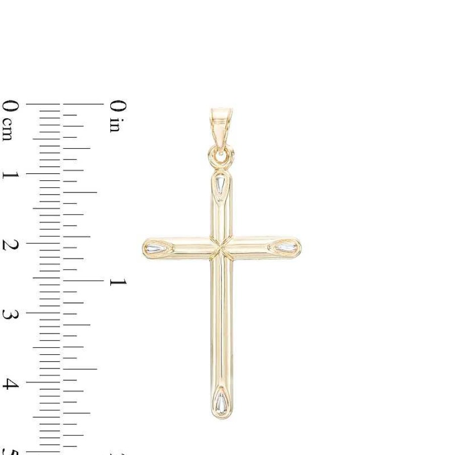 Banter Small Tube Cross Necklace Charm In 10K Hollow Gold Charms