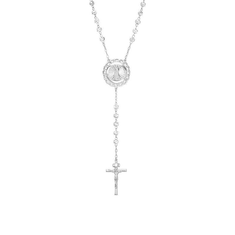 Banter Diamond-Cut Beaded Lace Crucifix Rosary In Sterling Silver Necklaces