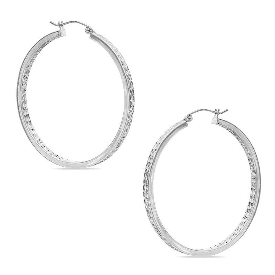 Banter 2 X 40Mm Diamond-Cut Inside-Out Hoop Earrings In Hollow Sterling Silver Earrings