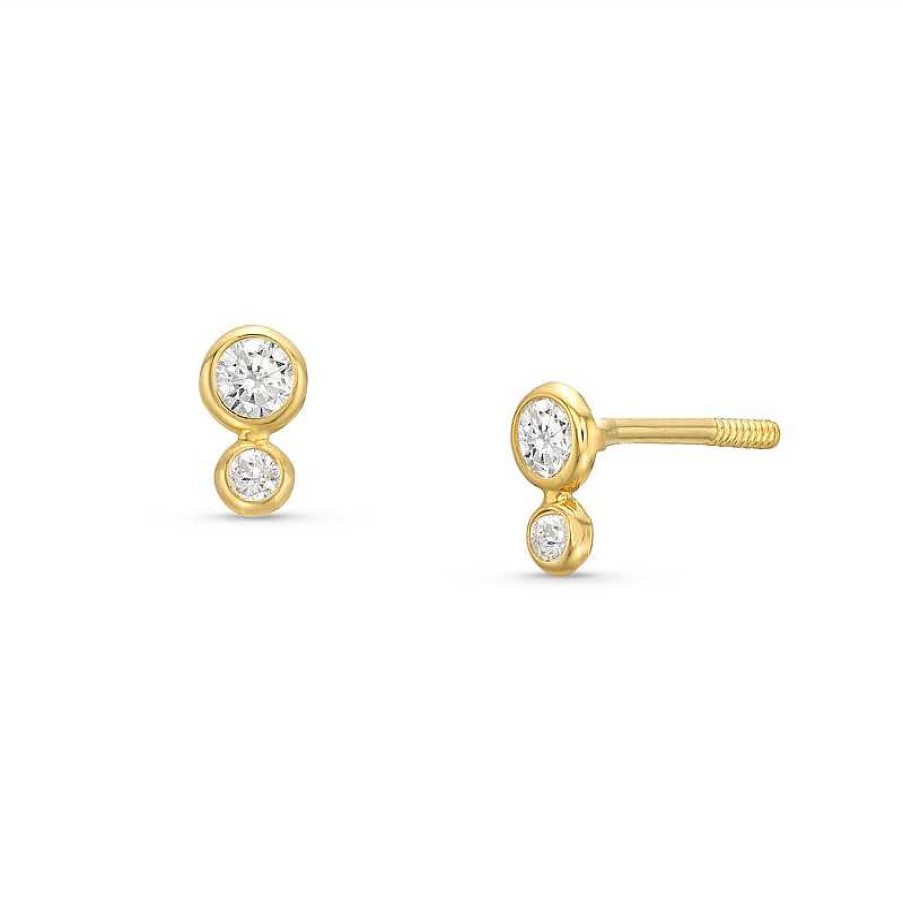 Banter Child'S Cubic Zirconia Double Bezel Earrings In 10K Semi-Solid Gold Earrings