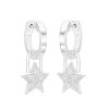 Banter 1/20 Ct. T.W. Diamond Star Dangle Huggies In Sterling Silver Earrings