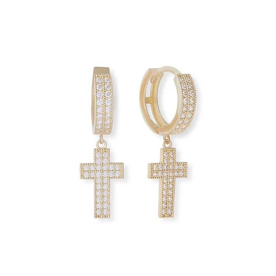 Banter Cubic Zirconia Cross Drop Earrings In 10K Gold Earrings