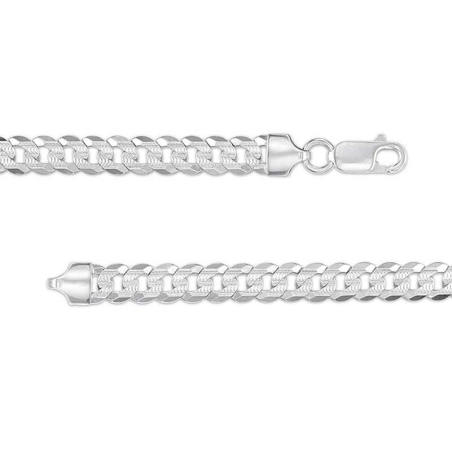 Banter 6.82Mm Diamond-Cut Pav Flat Curb Chain Necklace In Solid Sterling Silver - 18" Necklaces