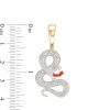 Banter 1/10 Ct. T.W. Diamond And Simulated Ruby With Red Enamel Snake Necklace Charm In Sterling Silver With 14K Gold Plate Charms