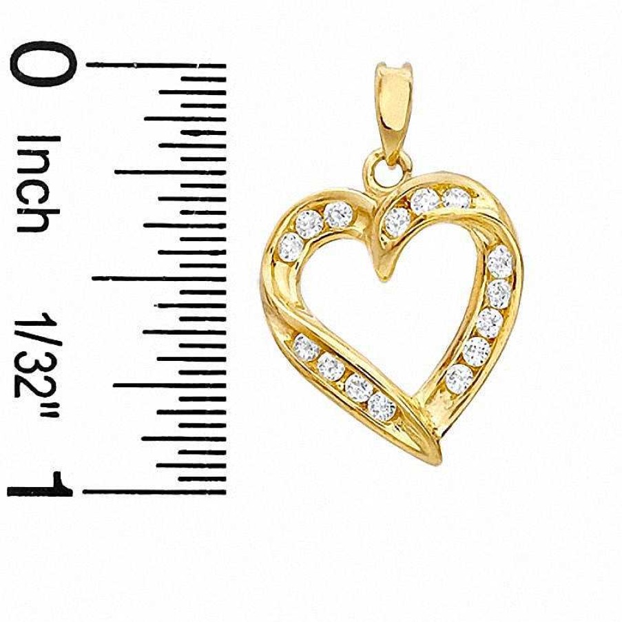 Banter Cubic Zirconia Fancy Open Heart Charm In 10K Solid Gold Charms