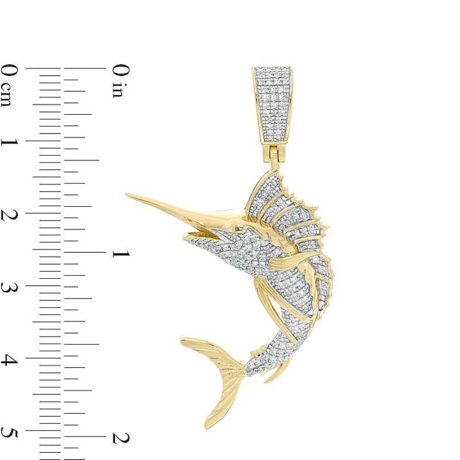 Banter 1/4 Ct. T.W. Diamond Marlin Fish Necklace Charm In 10K Gold Charms