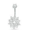 Banter Solid Stainless Steel Cz Flower Curved Belly Button Ring - 14G Belly Button