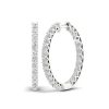 Banter 10K Solid White Gold 2 Ct. T.W. Lab-Created Diamond Medium Inside Out Hoops Earrings