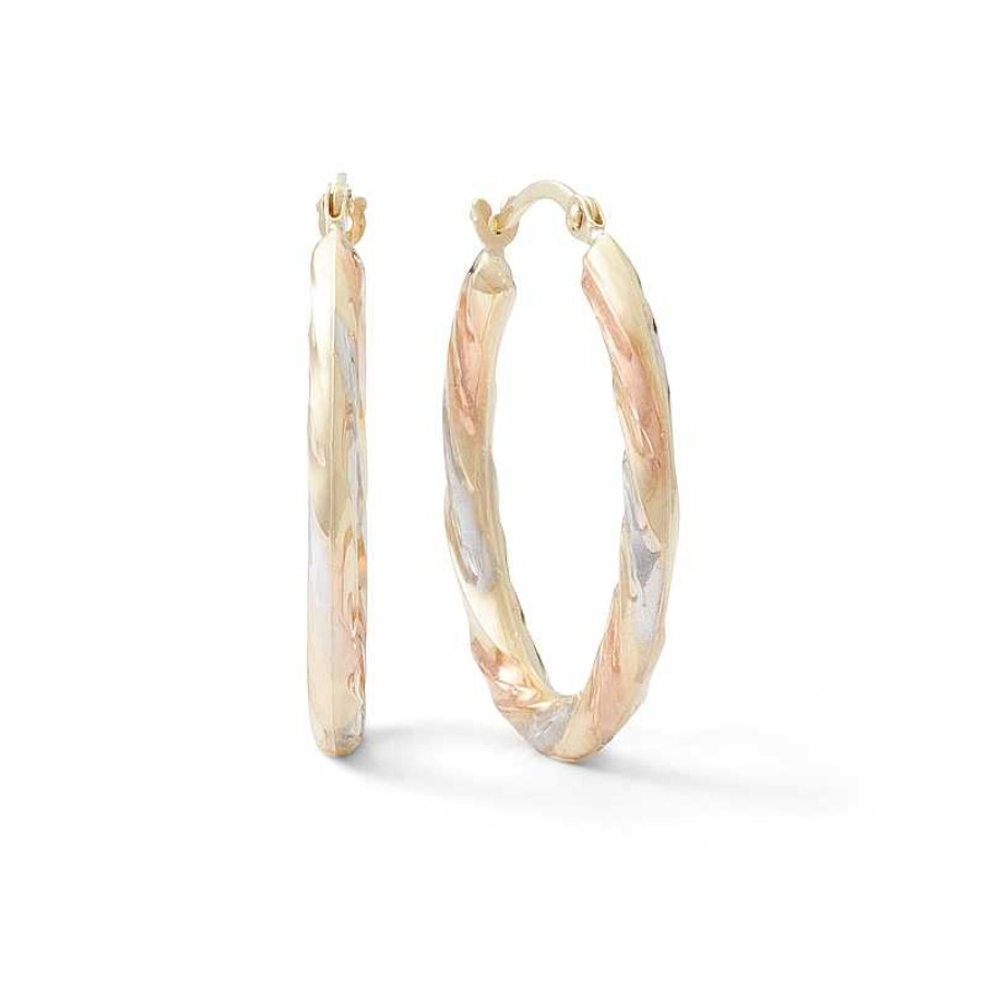 Banter 25Mm Diamond-Cut Hoop Earrings In 10K Stamp Hollow Tri-Tone Gold Earrings