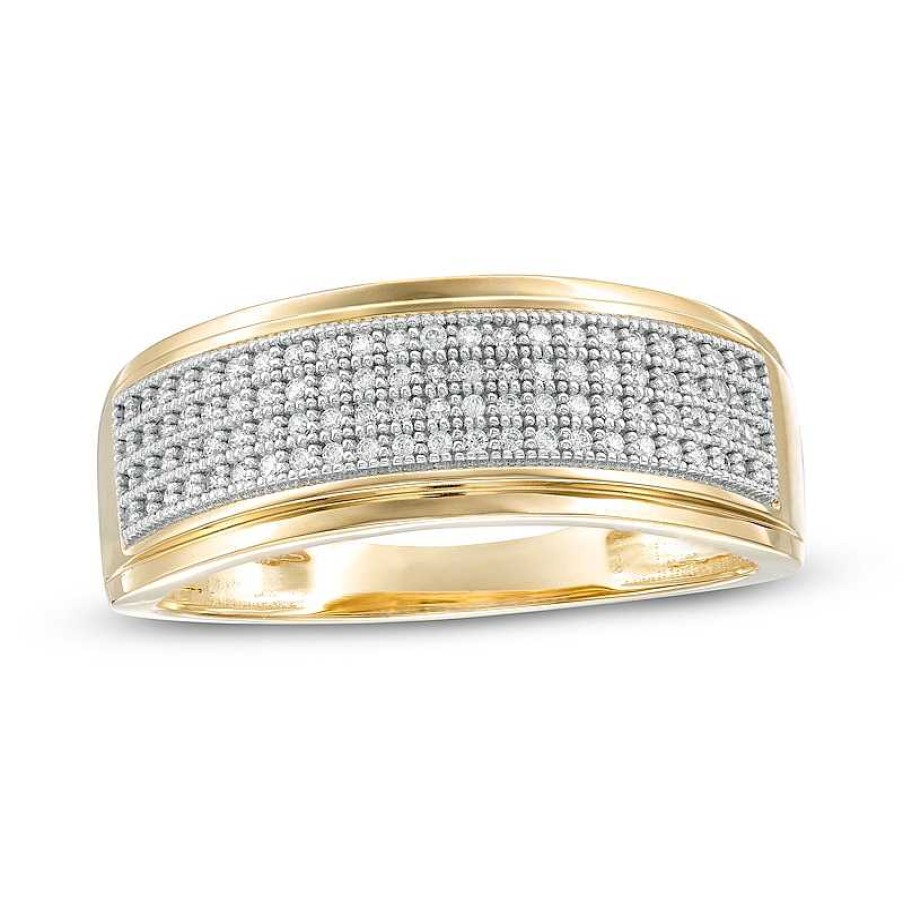 Banter 1/3 Ct. T.W. Diamond Multi-Row Stepped Edge Band In 10K Gold Rings