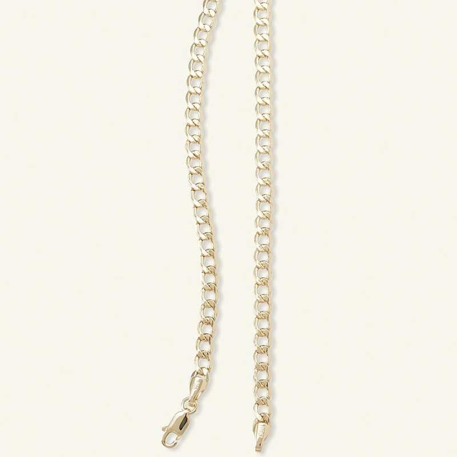 Banter 100 Gauge Curb Chain Necklace In 10K Hollow Gold - 26" Necklaces