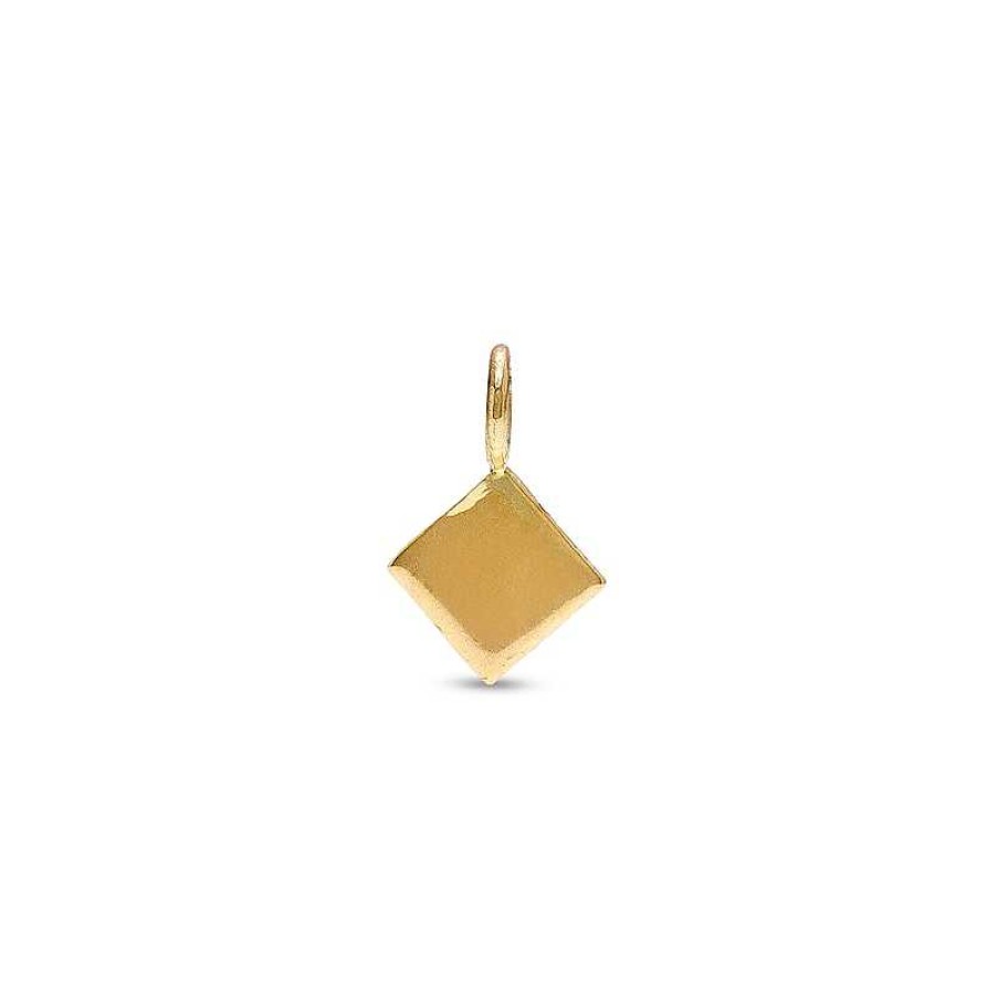 Banter Square Mini Hoop Charm In 10K Solid Gold Earrings