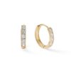 Banter 14K Solid Gold Cz Five-Stone Huggie Hoops Earrings