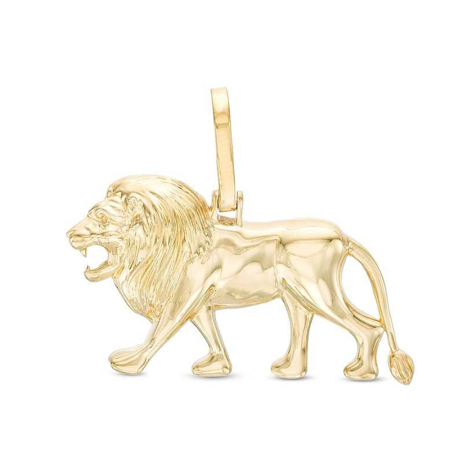 Banter Lion Profile Necklace Charm In 10K Hollow Gold Charms