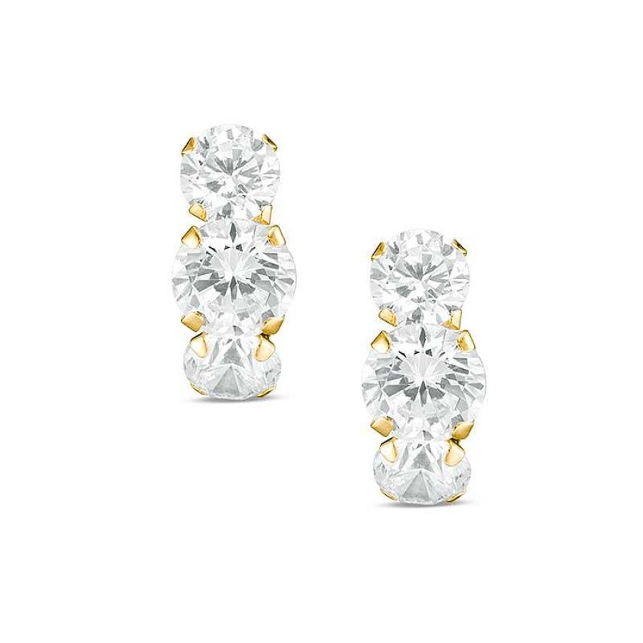 Banter Cubic Zirconia Three Stone Earrings In 10K Gold Earrings