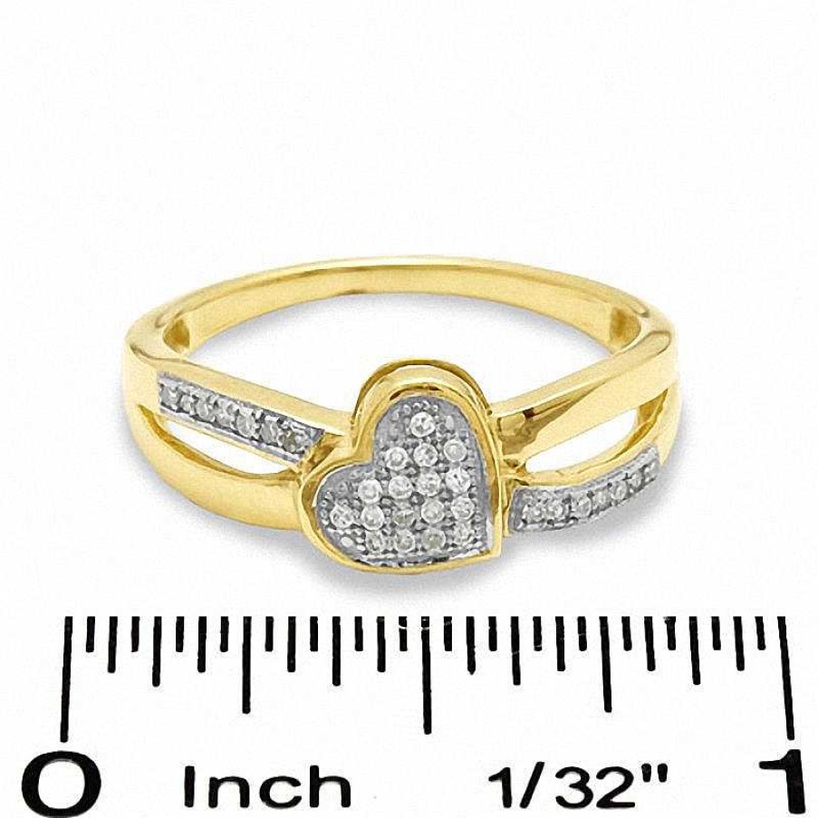 Banter 1/10 Ct. T.W. Composite Diamond Tilted Heart Split Shank Ring In 10K Gold Rings