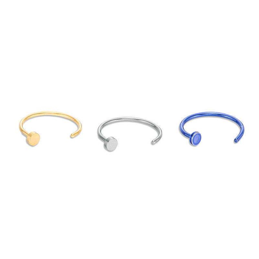 Banter Yellow And Blue Ion Plated Three Piece Nose Ring Set - 22G Nose