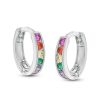 Banter Child'S Multi-Color Cubic Zirconia Huggie Hoop Earrings In Solid Sterling Silver Earrings