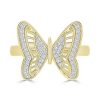 Banter 1/10 Ct. T.W. Diamond Butterfly Ring In Sterling Silver With 14K Gold Plate Rings