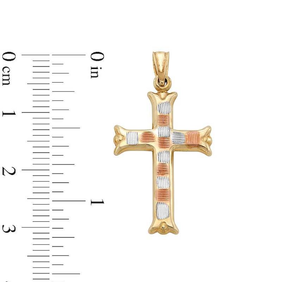 Banter 10K Hollow Gold Cross Tri-Tone Necklace Charm Charms