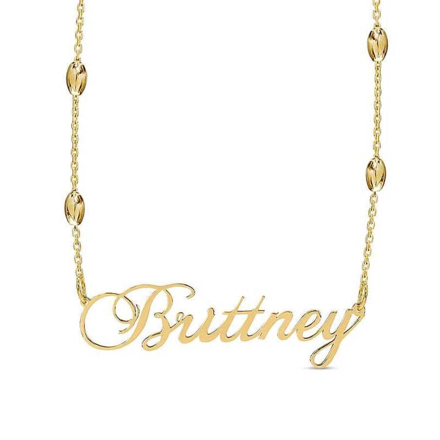 Banter Cursive Nameplate Saturn Chain Necklace In Sterling Silver With 14K Gold Plate - 18" Necklaces