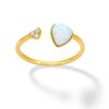 Banter 10K Solid Gold Simulated Opal And Cz Double Heart Open Ring - Size 7 Rings