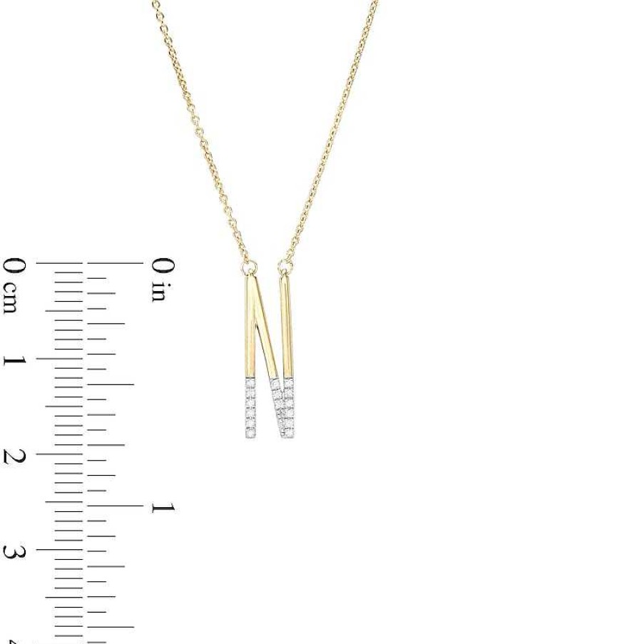 Banter 1/20 Ct. T.W. Diamond "N" Initial Necklace In Sterling Silver With 14K Gold Plate - 18" Necklaces