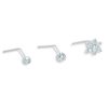 Banter 10K Solid White Gold Cz L-Shaped Nose Stud Set - 18G Nose