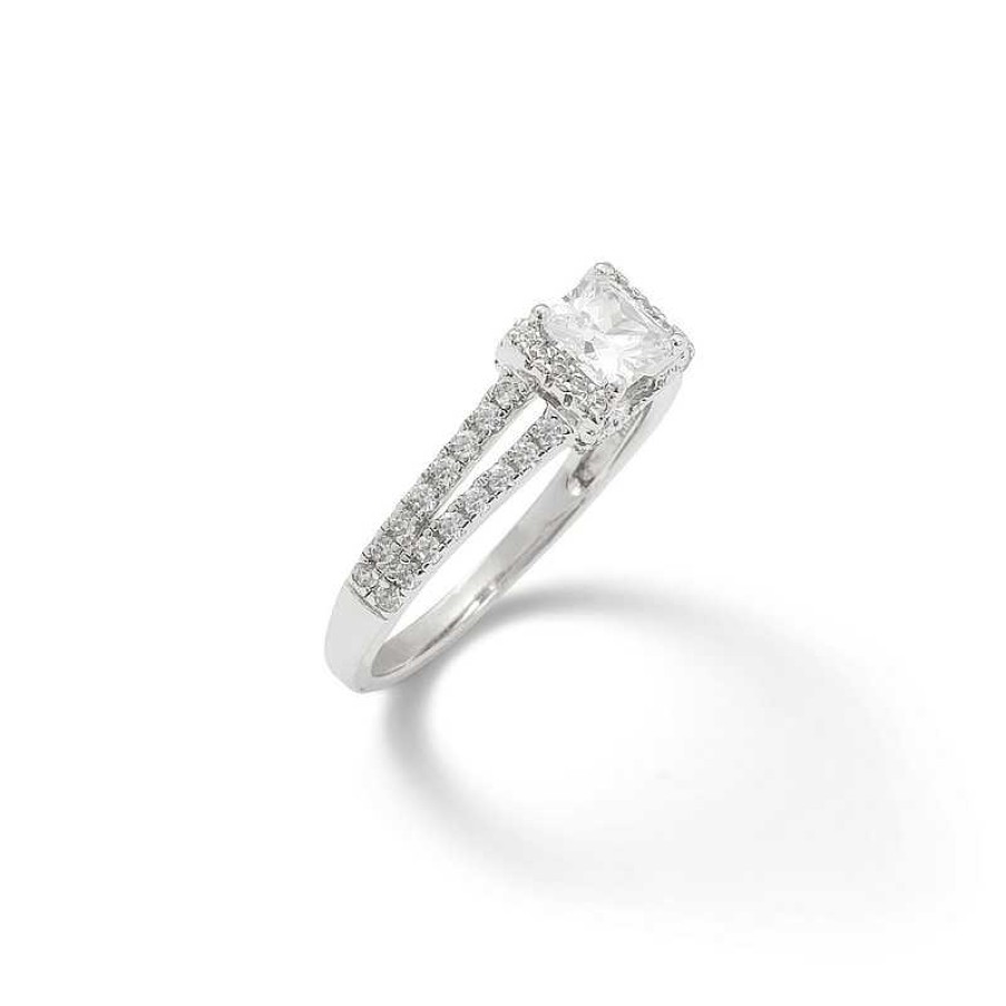 Banter 5Mm Princess-Cut Cubic Zirconia Split Shank Ring In Sterling Silver Rings