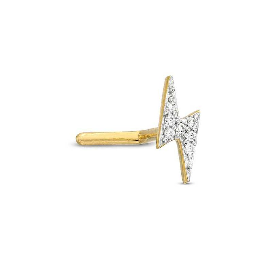 Banter 14K Gold Lightning Bolt L-Shaped Nose Stud - 18G 5/16" Nose