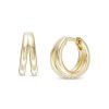 Banter 11.87Mm Split Row Huggie Hoop Earrings In 18K Gold Over Silver Earrings