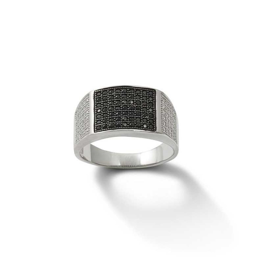 Banter Black And White Cubic Zirconia Dome Ring In Sterling Silver Rings