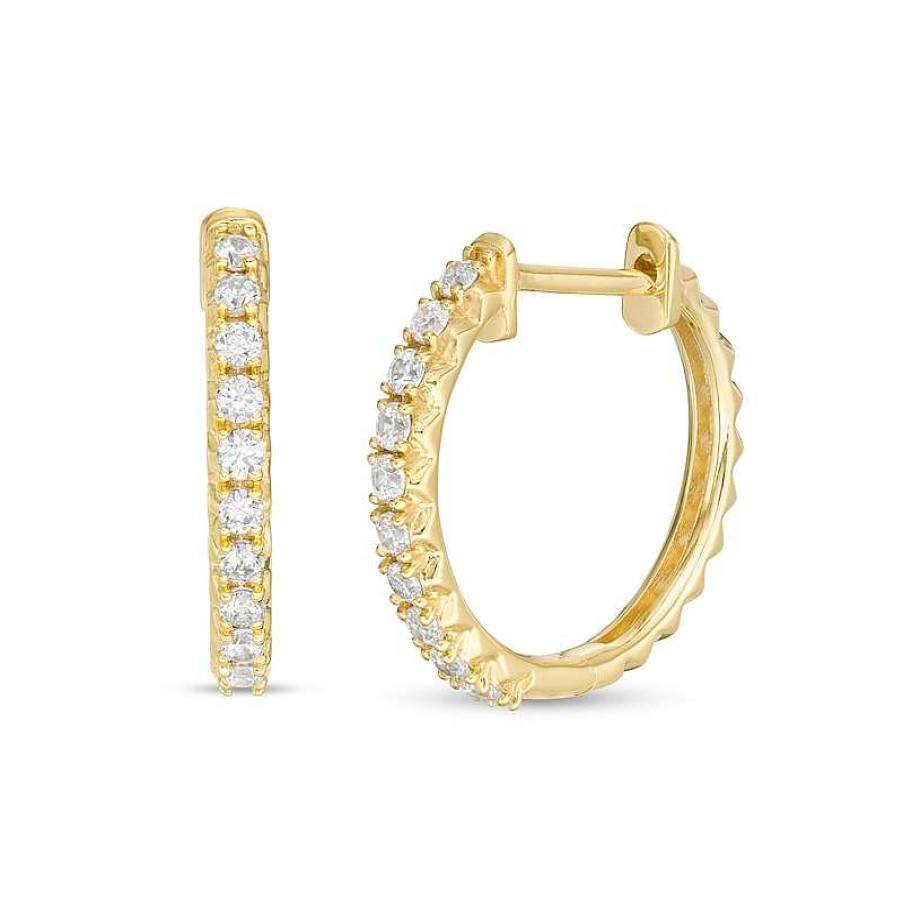 Banter 1/3 Ct. T.W. Diamond Row Huggie Hoop Earrings In 10K Gold Earrings