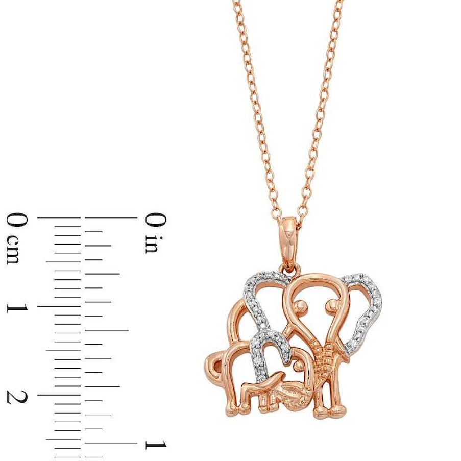 Banter 14K Rose Gold Plated 1/20 Ct. T.W. Diamond Two Elephant Necklace Necklaces