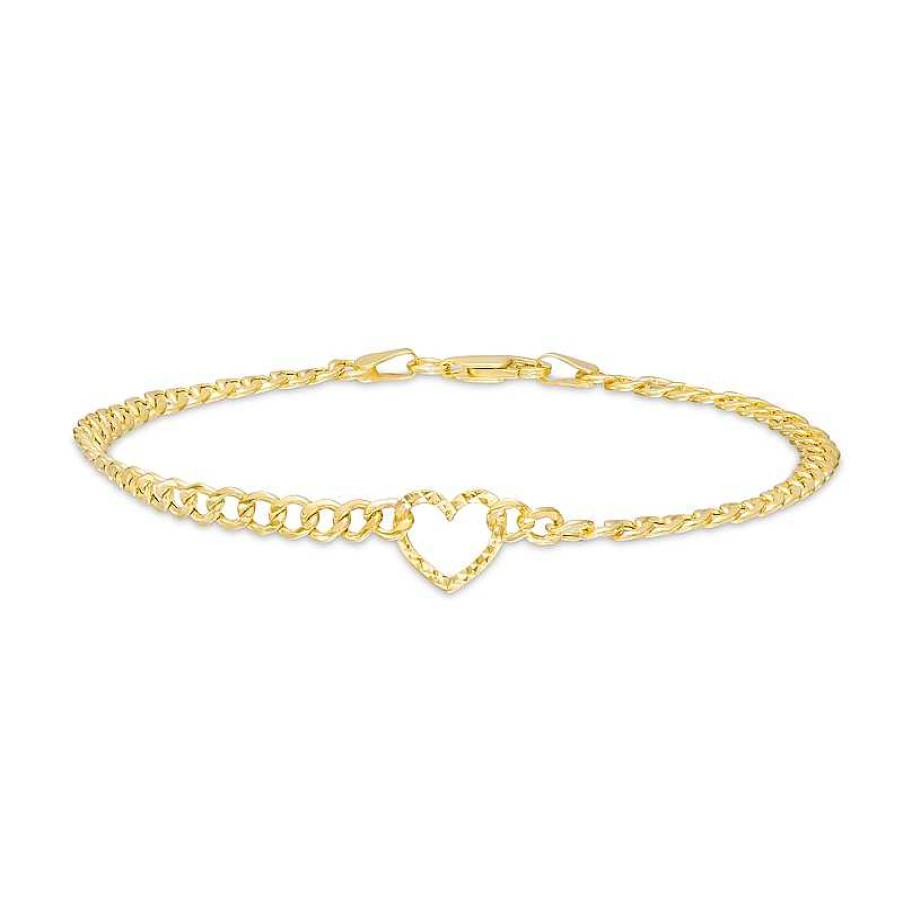 Banter 14K Hollow Gold Diamond-Cut Heart Chain Bracelet - 7.5" Bracelets